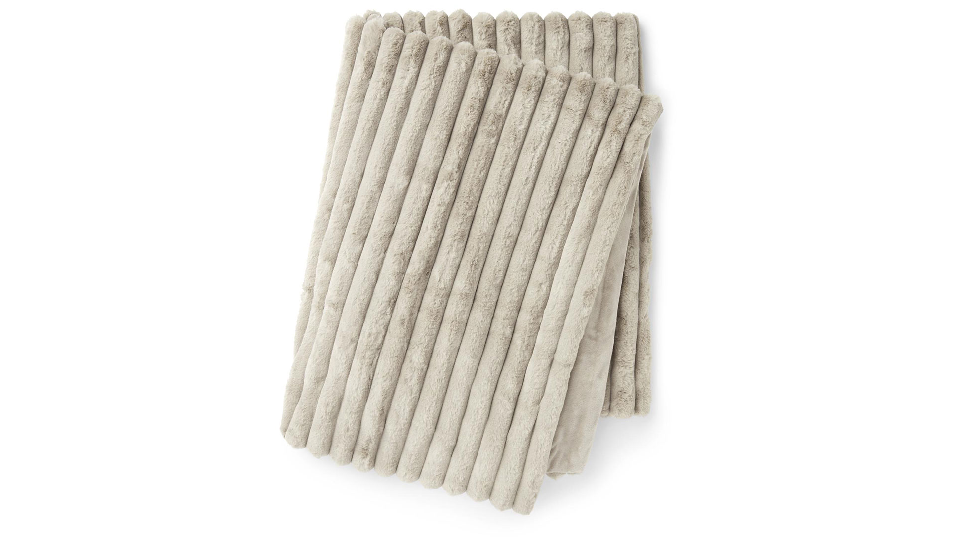 Stripy pläd fuskpäls taupe