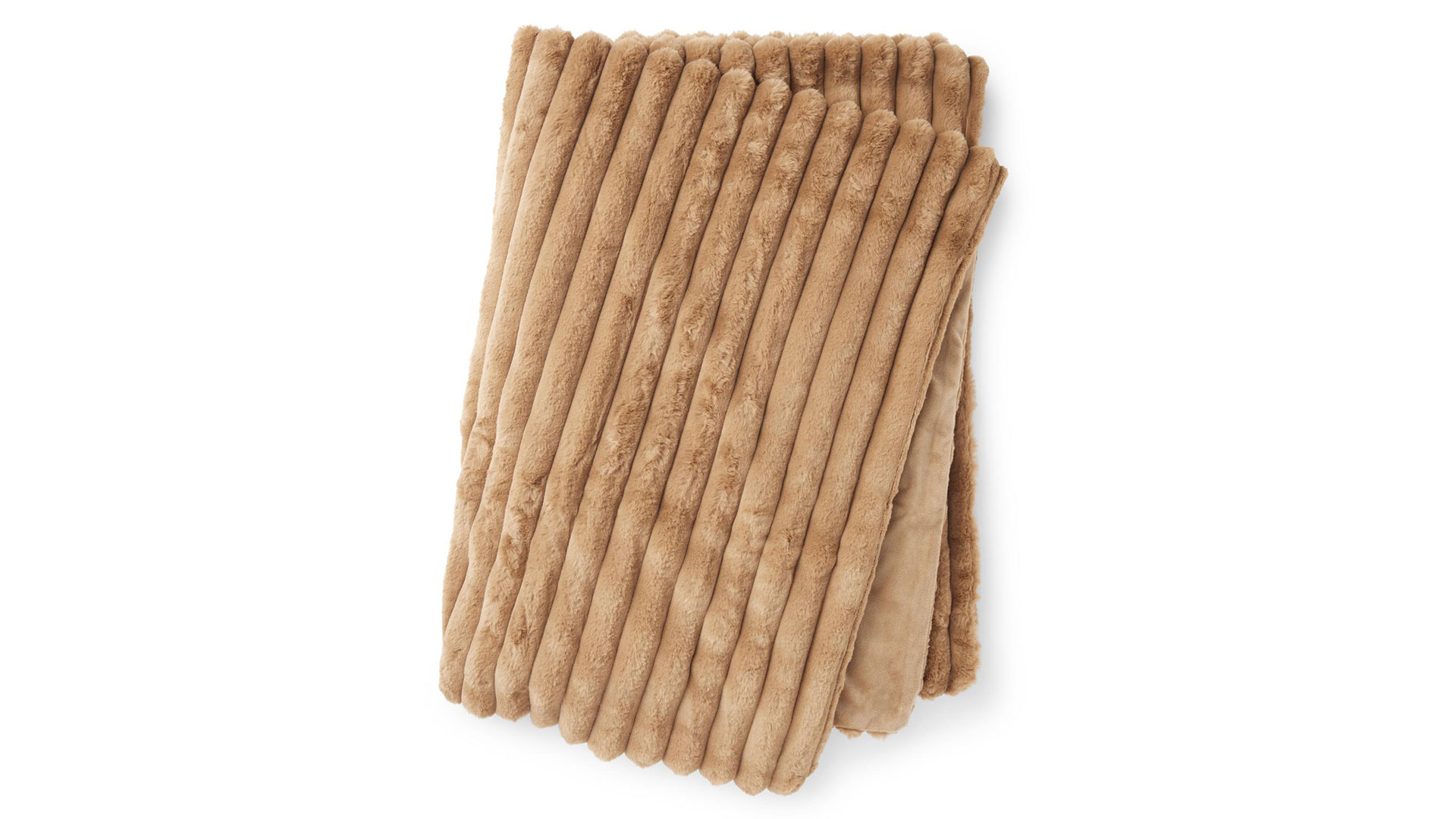 Stripy pläd fuskpäls cognac