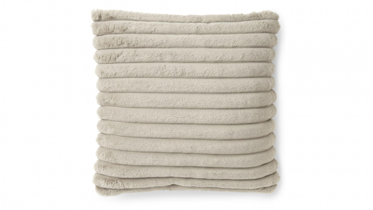 Stripy kudde fuskpäls taupe 45x45cm