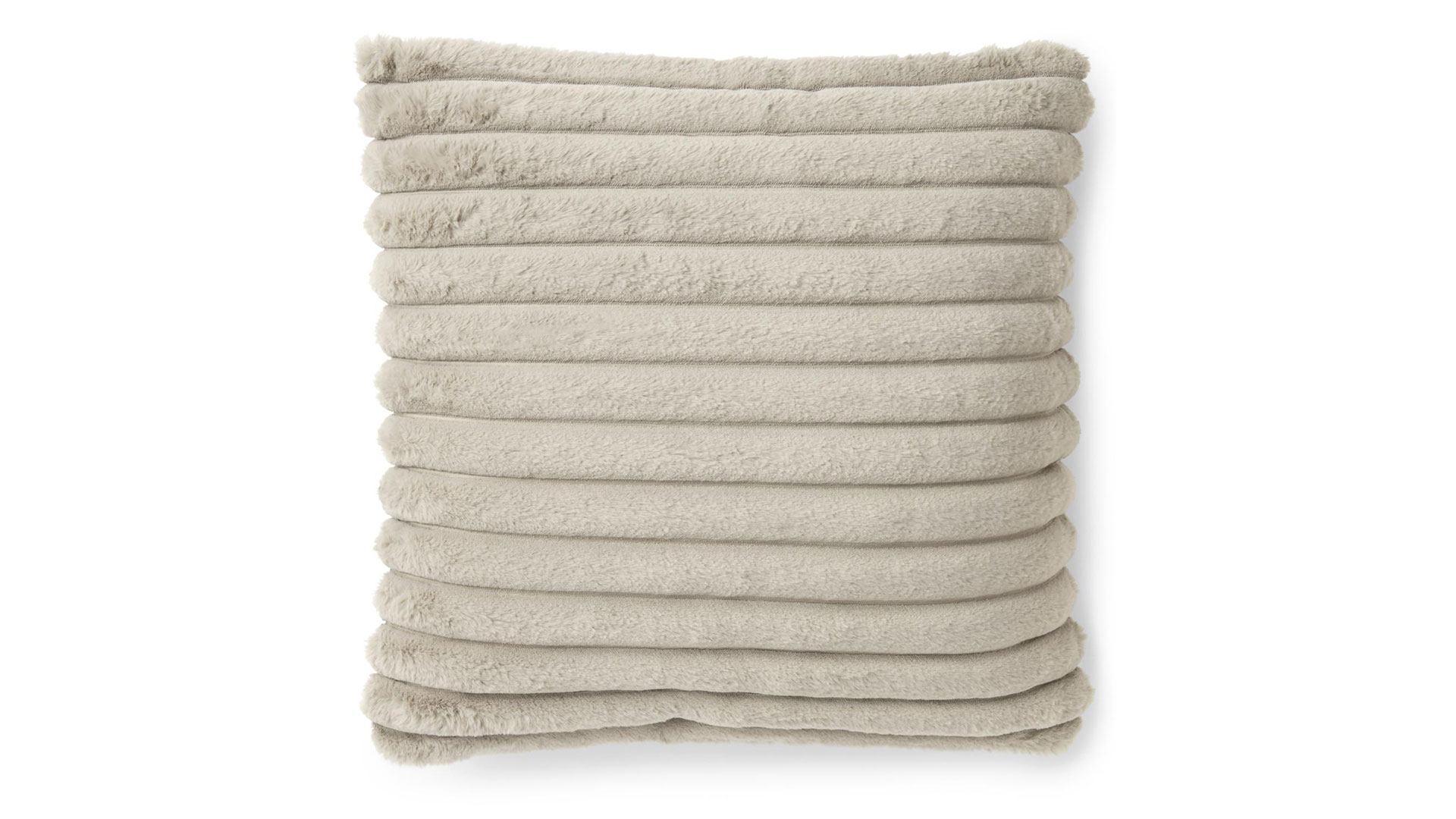 Stripy kudde fuskpäls taupe 45x45cm
