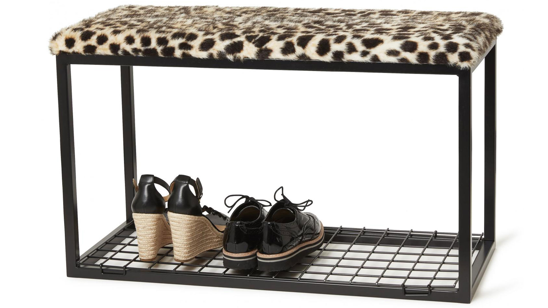 SW-ST8088199_2 Palle bänk L fuskpäls leopard/svart