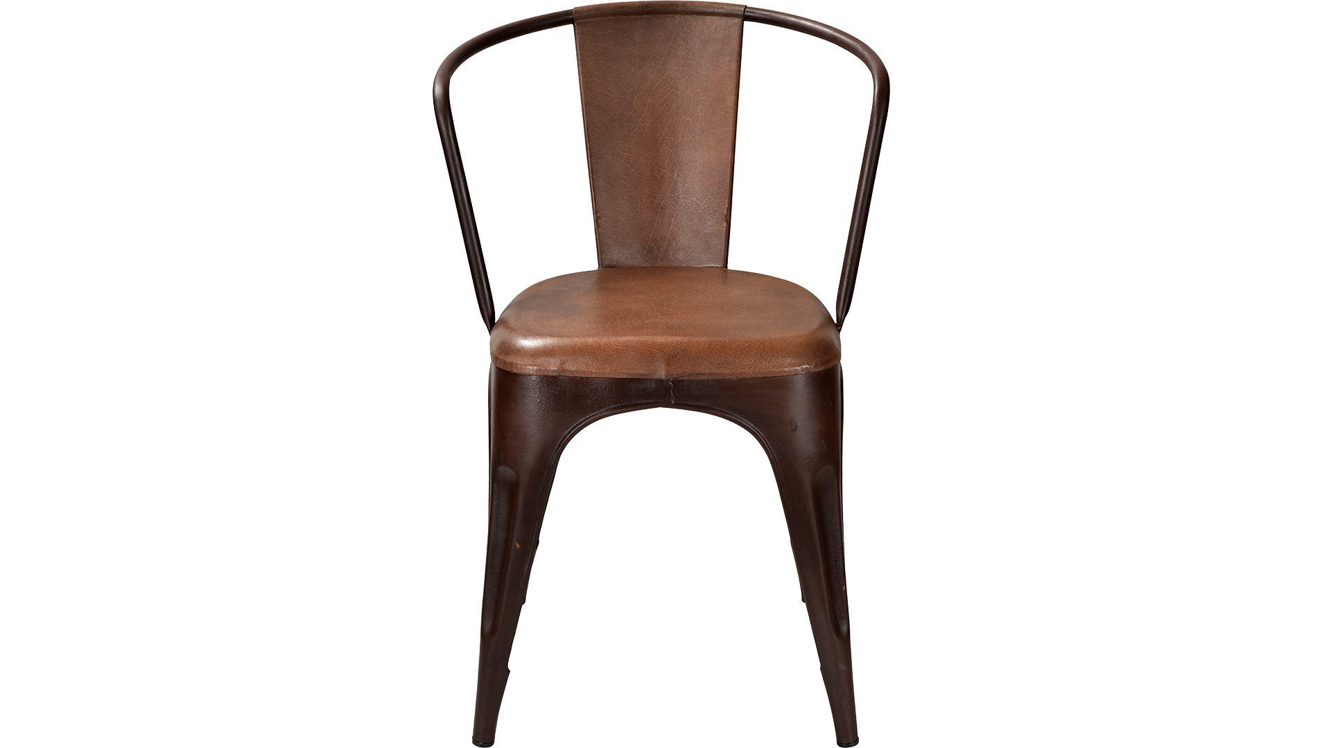 Living stol rost/brun läder metall