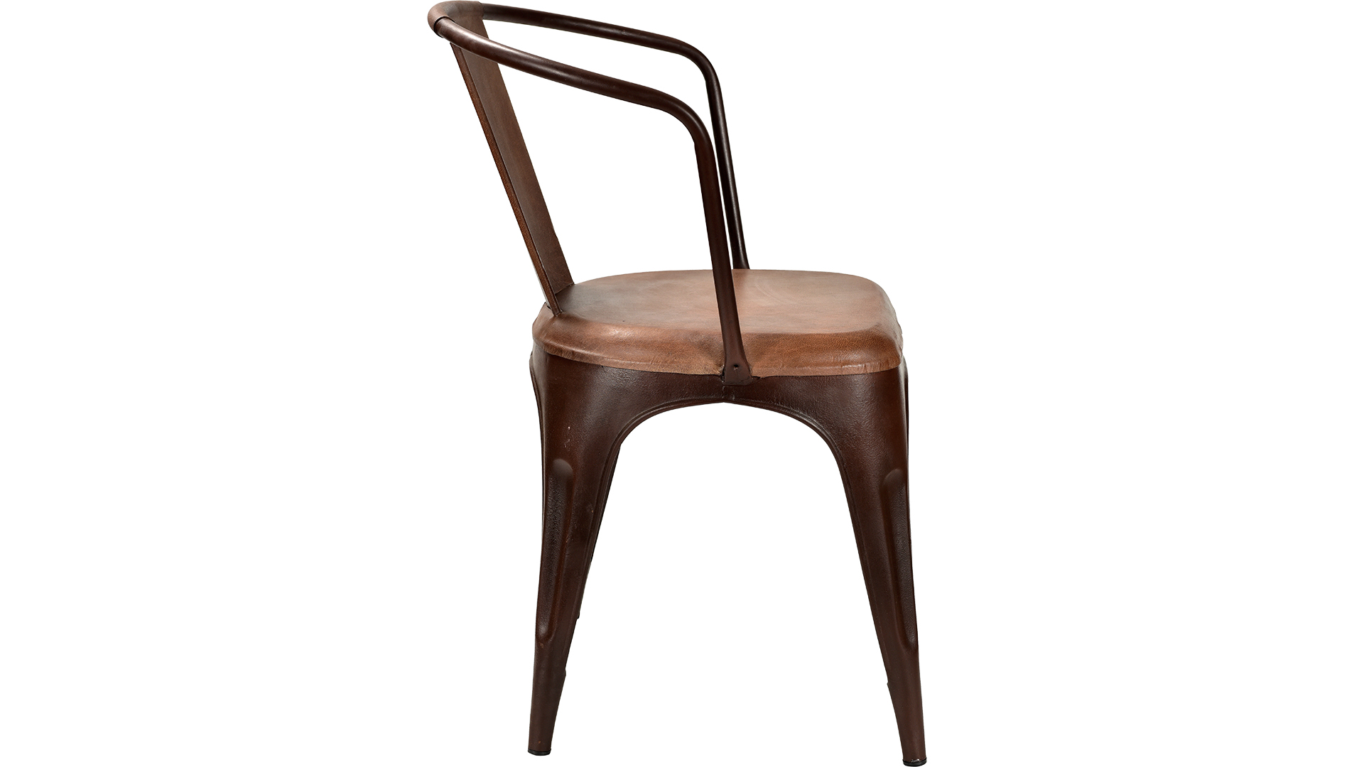 Living stol rost/brun läder metall