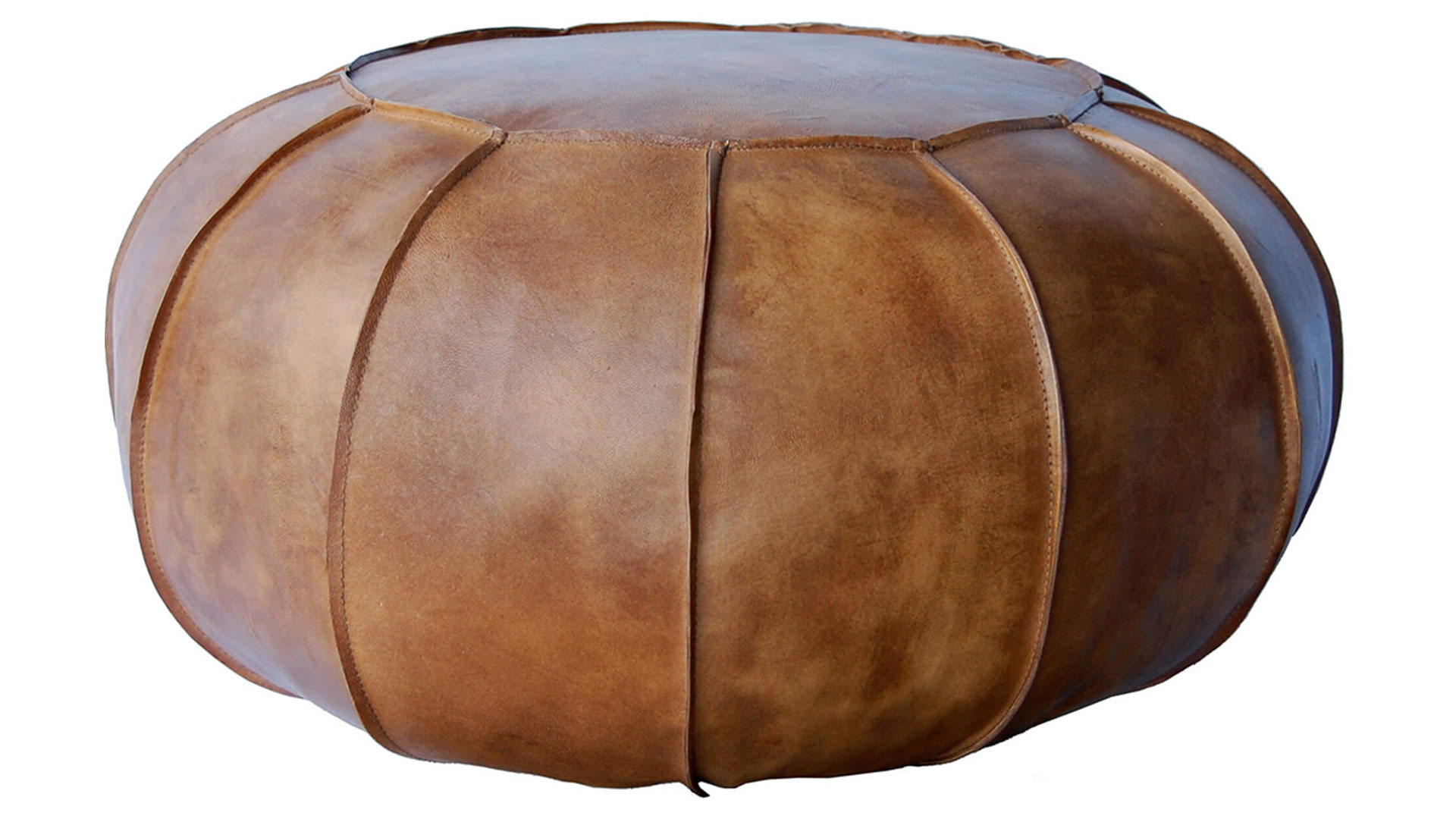 Alfredo rund pall/puff läder antique brown