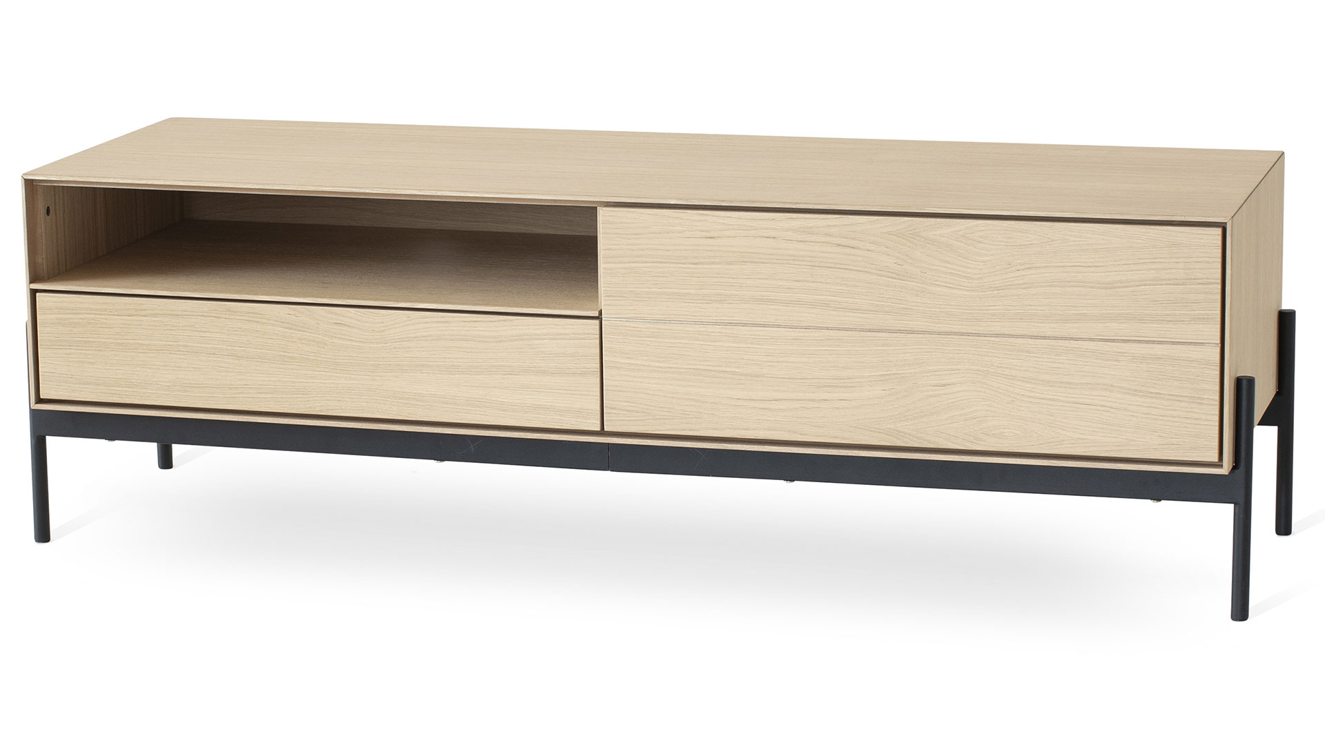 Ale mediabänk vitoljad ek/svart 144cm