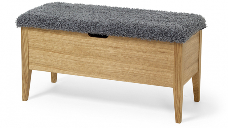 TORKEL-136267-039720 Klinte bänk 90 ek, grå fårpälsimitation