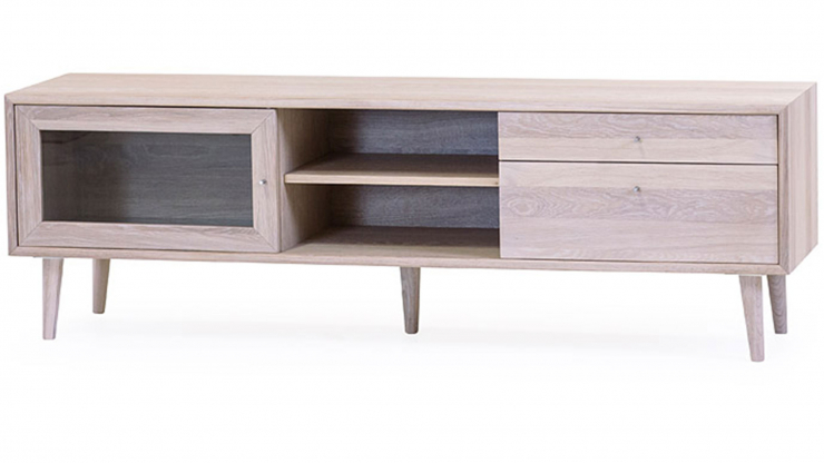 Nordik mediabänk 160cm vitoljad ek