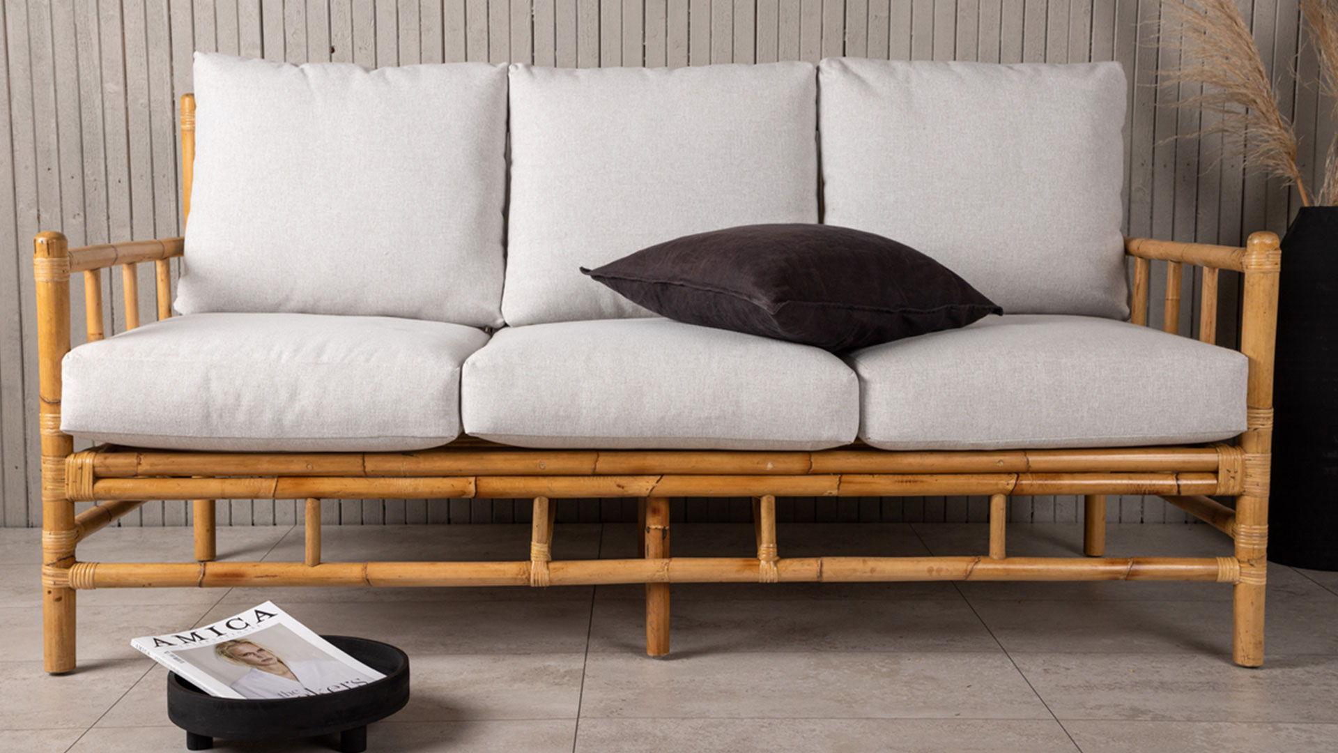 Cane rottingsoffa 3-sits natur