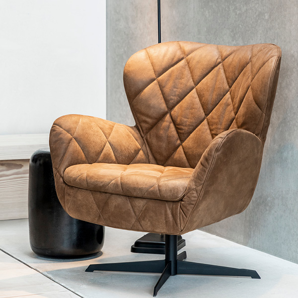 Jade fåtölj läder nubuck brun