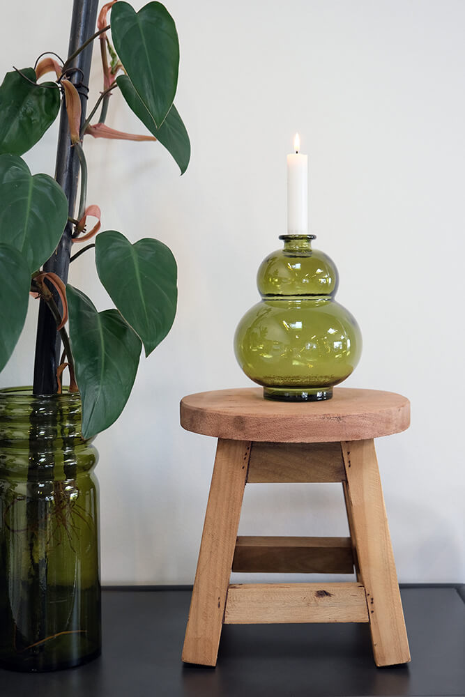 Nordic mini pall, rund, återvunnen trä