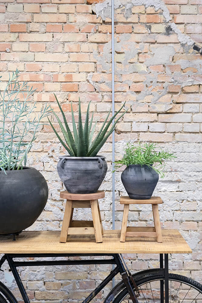 Nordic mini pall, rund, återvunnen trä